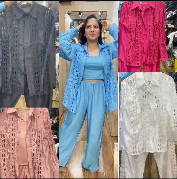 Blue_Cotton_Lace_Detail_Shirt_And_Pant_Co_Ord_Set_For_Women