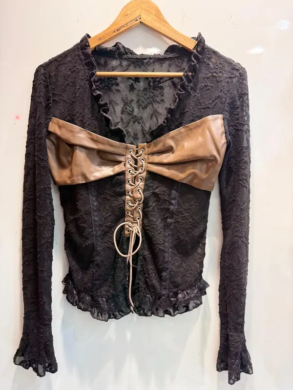 Black_Lace_Corset_Style_Top_With_Satin_Bow_Detail_For_Women