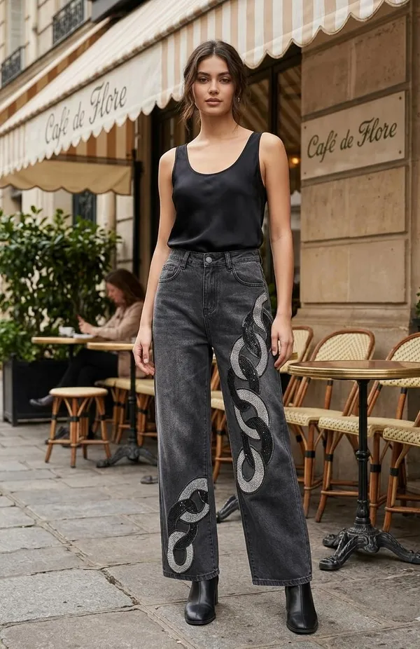 Black_Denim_Wide_Leg_Chain_Embellished_Jeans_For_Women