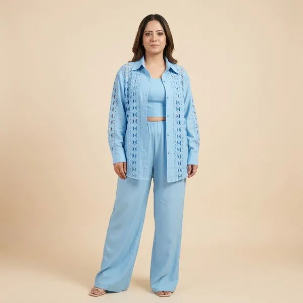 Blue_Cotton_Lace_Detail_Shirt_And_Pant_Co_Ord_Set_For_Women