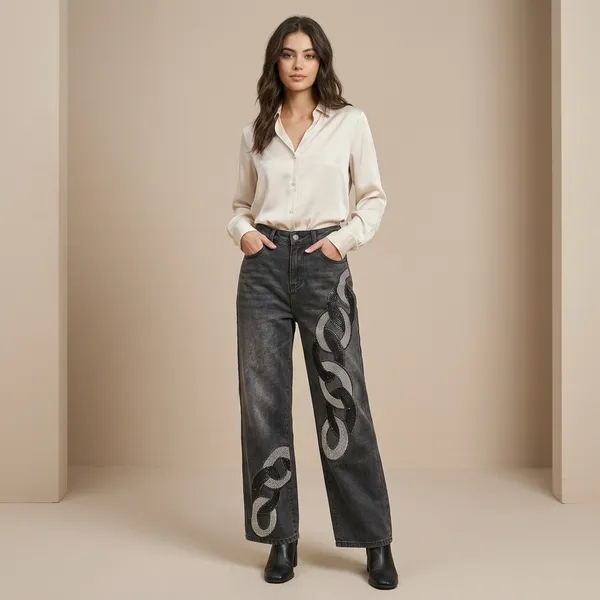 Black_Denim_Wide_Leg_Chain_Embellished_Jeans_For_Women