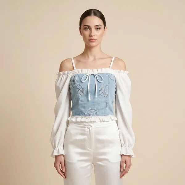 White_Satin_Blue_Embroidered_Crop_Top_For_Women