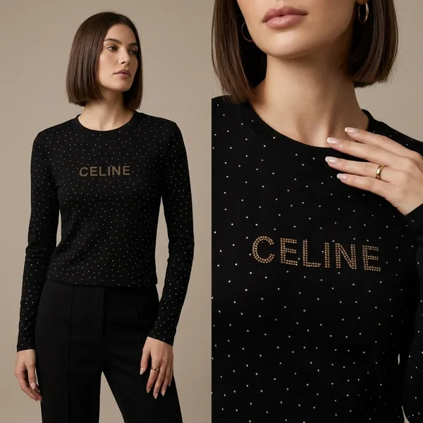 Black_Polka_Dot_Full_Sleeve_Top_With_Gold_Logo_For_Women