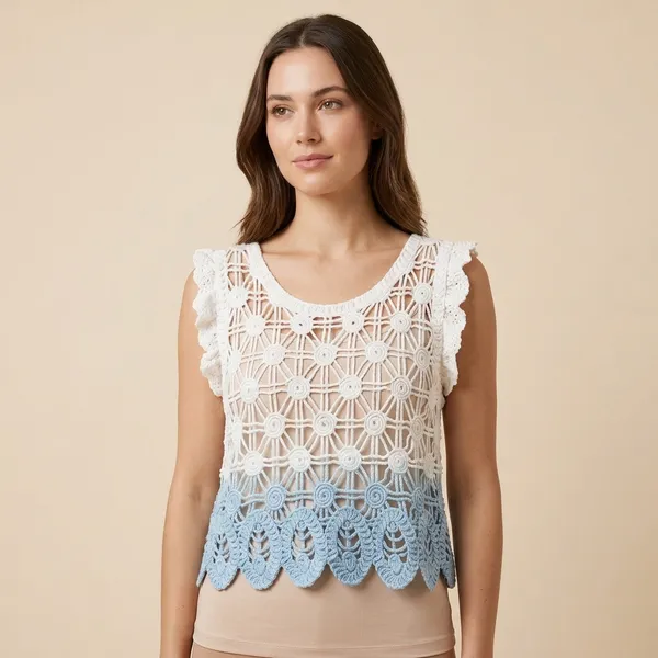Cream_And_Blue_Crochet_Sleeveless_Top_For_Women