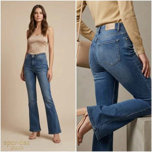 Blue_Denim_Satin_Boot_Cut_Jeans_For_Women