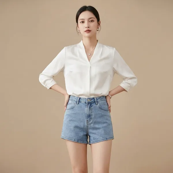 Light_Blue_High_Waist_Denim_Shorts_For_Women