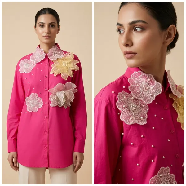 Pink_Silk_Floral_Embroidered_Shirt_For_Women