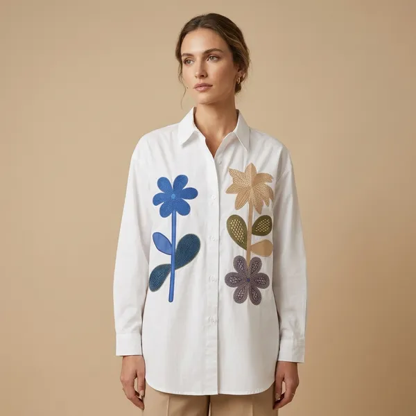White_Cotton_Floral_Embroidered_Full_Sleeve_Shirt_For_Women