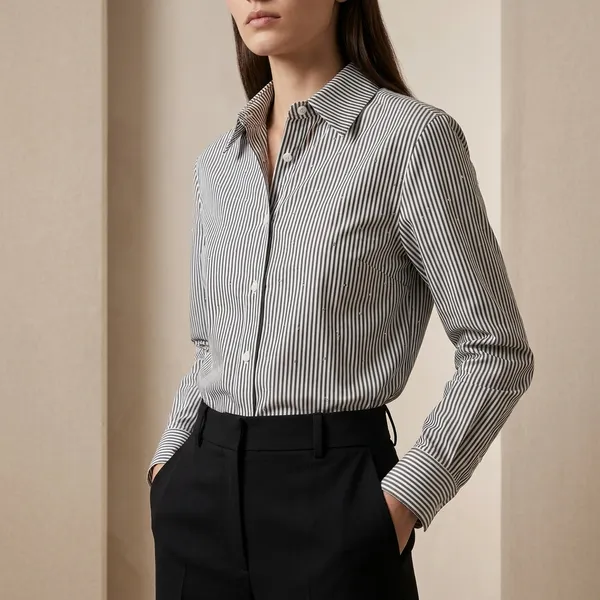 Black_And_White_Striped_Cotton_Formal_Shirt_For_Women