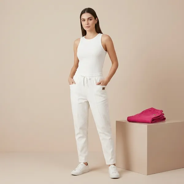Mustard_White_Pink_Cargo_Jogger_Pants_Combo_For_Women