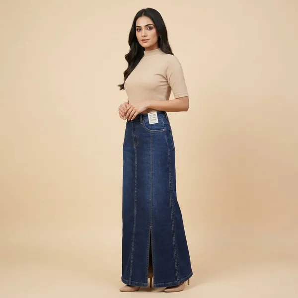 Light_Blue_Satin_Front_Side_Cut_L_Skirt_For_Women