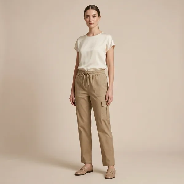 Olive_Cotton_Cargo_Pants_With_Adjustable_Waist_For_Women