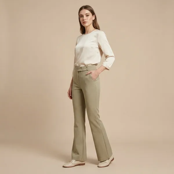 Beige_Twill_Mid_Rise_Bootcut_Trousers_For_Women