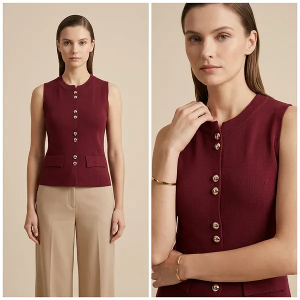 Maroon_Sleeveless_Buttoned_Vest_For_Women