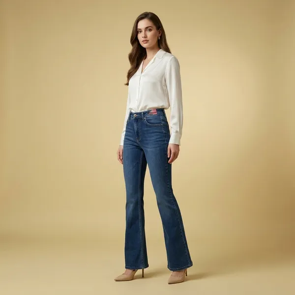 Light_Blue_Satin_Ball_Blast_Boot_Cut_Jeans_For_Women