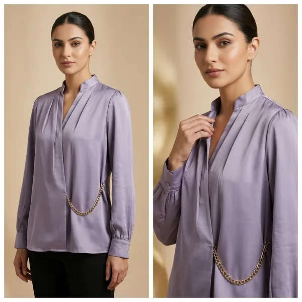 Lavender_Satin_V_Neck_Long_Sleeve_Top_For_Women