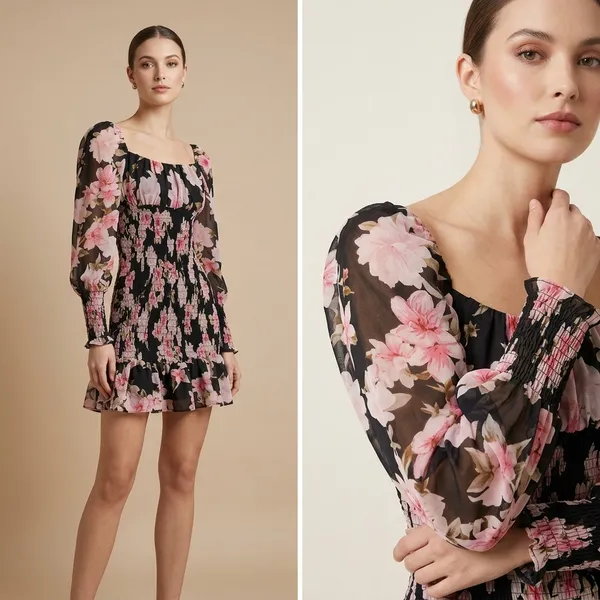 Black_Floral_Printed_Off_Shoulder_Midi_Dress_For_Women