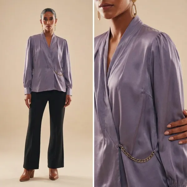 Purple_Satin_Puff_Sleeve_Blouse_For_Women