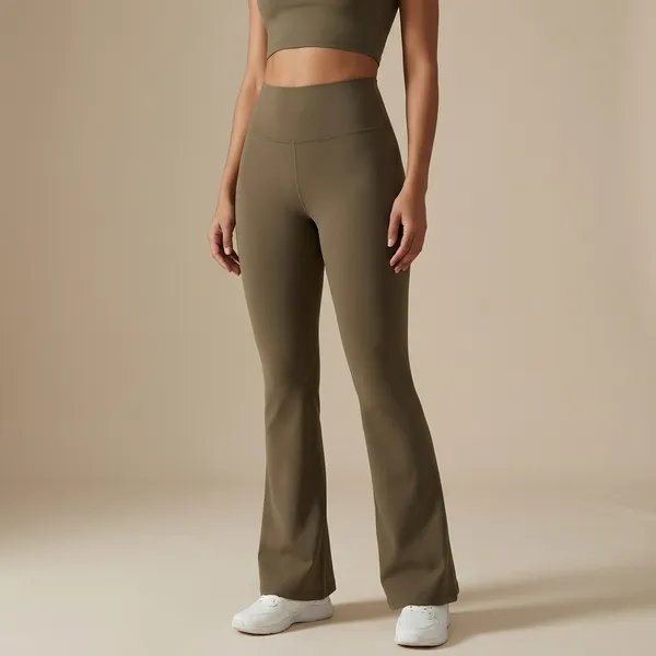 Olive_Green_High_Waist_Flared_Pants_For_Women
