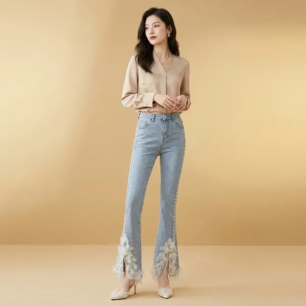 Light_Blue_Denim_Embellished_Flare_Jeans_For_Women