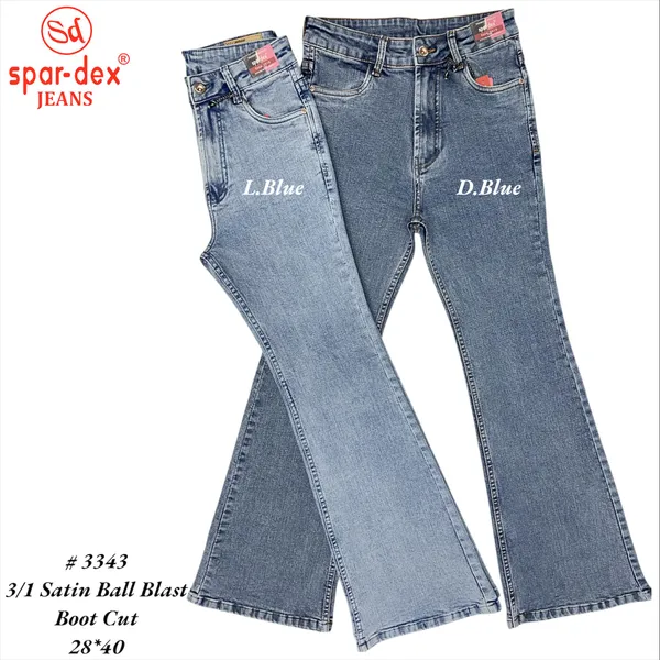 Light_Blue_Satin_Ball_Blast_Boot_Cut_Jeans_For_Women