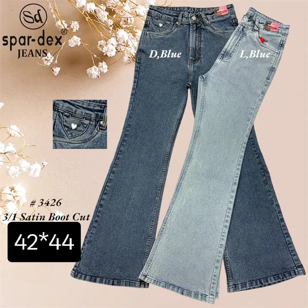 Dark_Blue_Satin_Boot_Cut_Jeans_For_Women