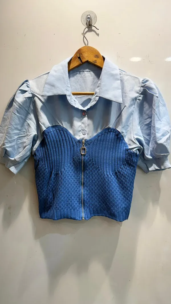 Light_Blue_Ribbed_Corset_Top_With_Metallic_Shirt_Overlay