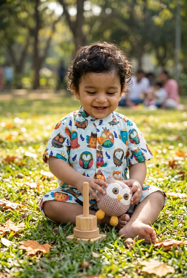 Multicolor_Owl_Print_Cotton_Co-Ord_Set_For_Kids