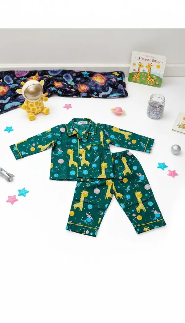 Green_Cotton_Night_Suits_For_Kids