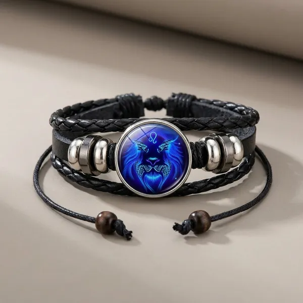 Guardian_Bracelet_Black_Leather_Bracelet_Adjustable_Virgo