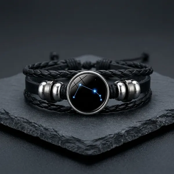 Guardian_Bracelet_Black_Leather_Bracelet_Adjustable_Aries