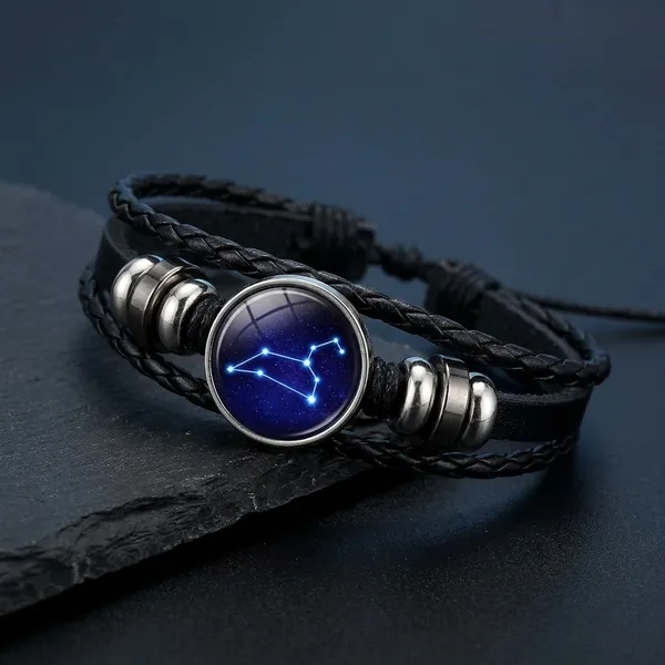 Guardian_Bracelet_Black_Leather_Bracelet_Adjustable_Leo