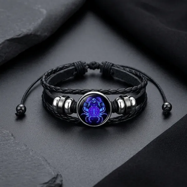 Guardian_Bracelet_Black_Leather_Bracelet_Adjustable_Cancer