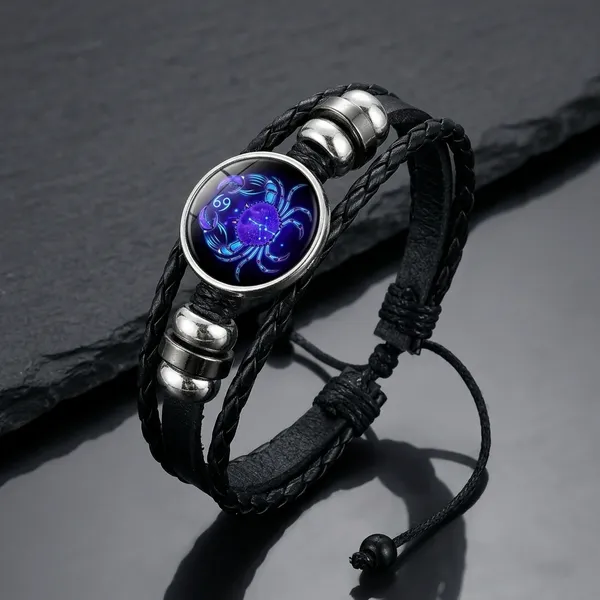 Guardian_Bracelet_Black_Leather_Bracelet_Adjustable_Cancer