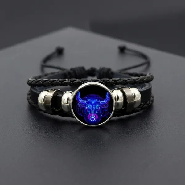Zodiac_Constellation_Braided_Design_Black_Leather_Bracelet_Adjustable_Scorpio