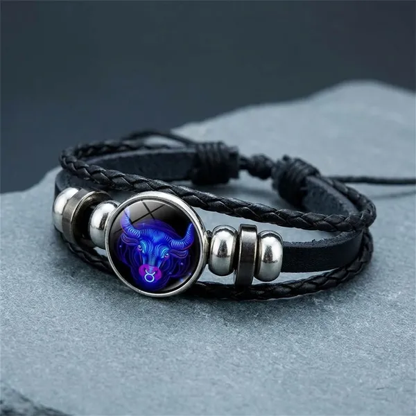 Zodiac_Constellation_Braided_Design_Black_Leather_Bracelet_Adjustable_Scorpio