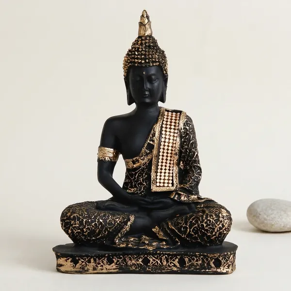 Ecraftindia_Black_And_Golden_Meditating_Lord_Buddha_Handcrafted_Decorative_Showpiece_Default_Title