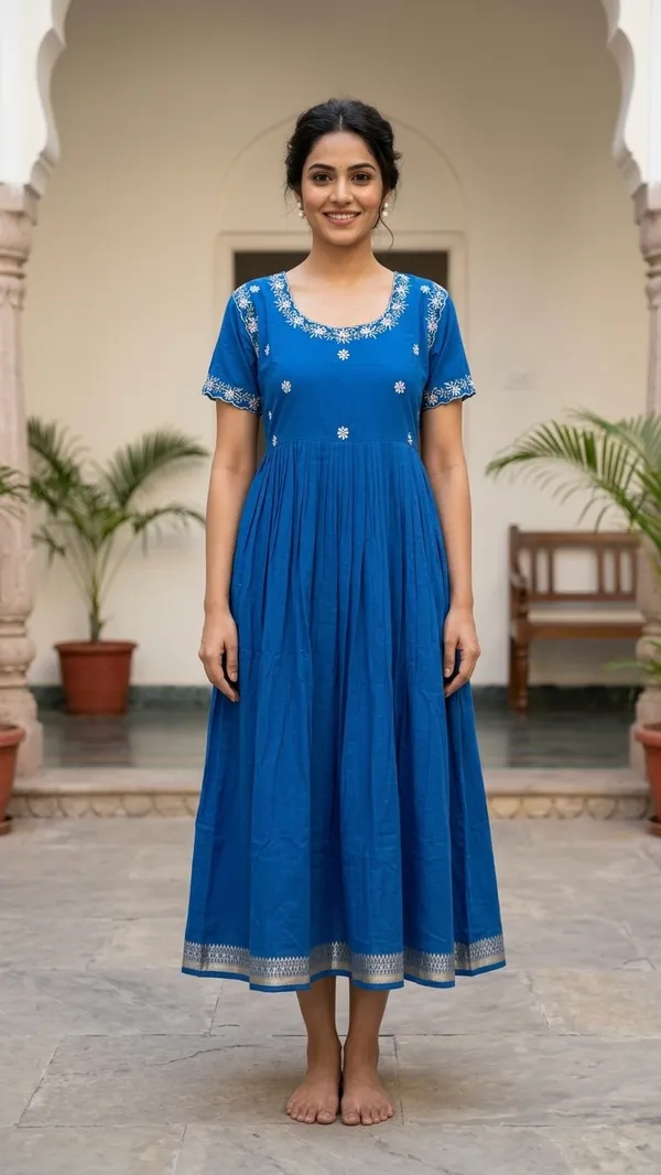 Royal_Blue_Embroidered_Dress_With_Floral_Detailing