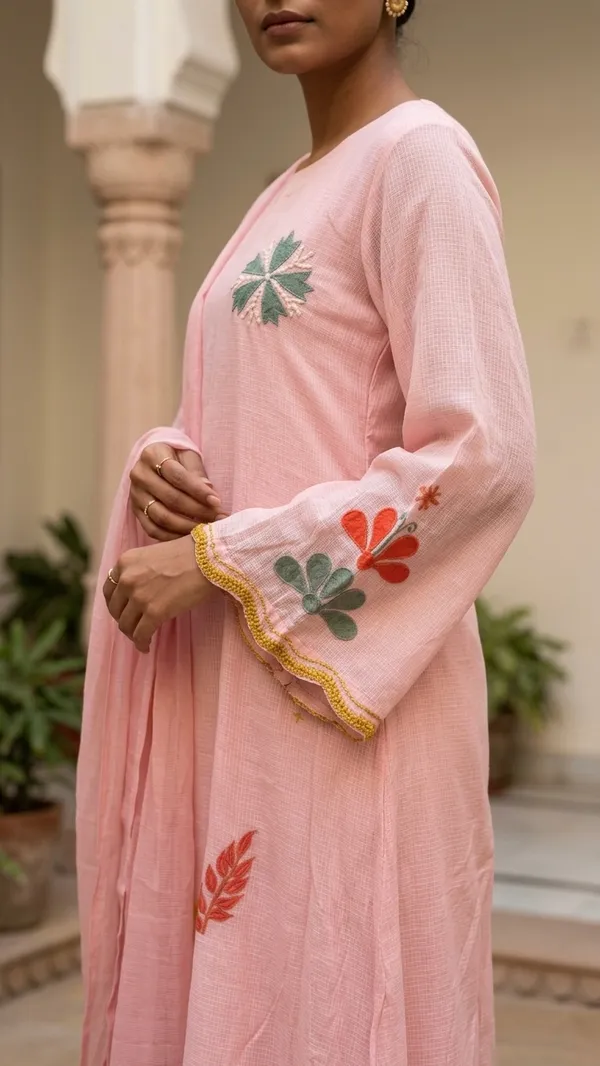 Light_Pink_Kota_Doriya_Suit_Set_With_Floral_Applique_Work