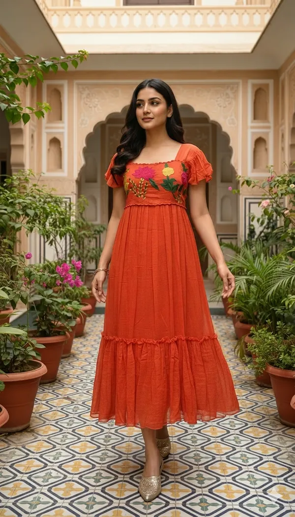 Clay_Orange_Kota_Doriya_dress