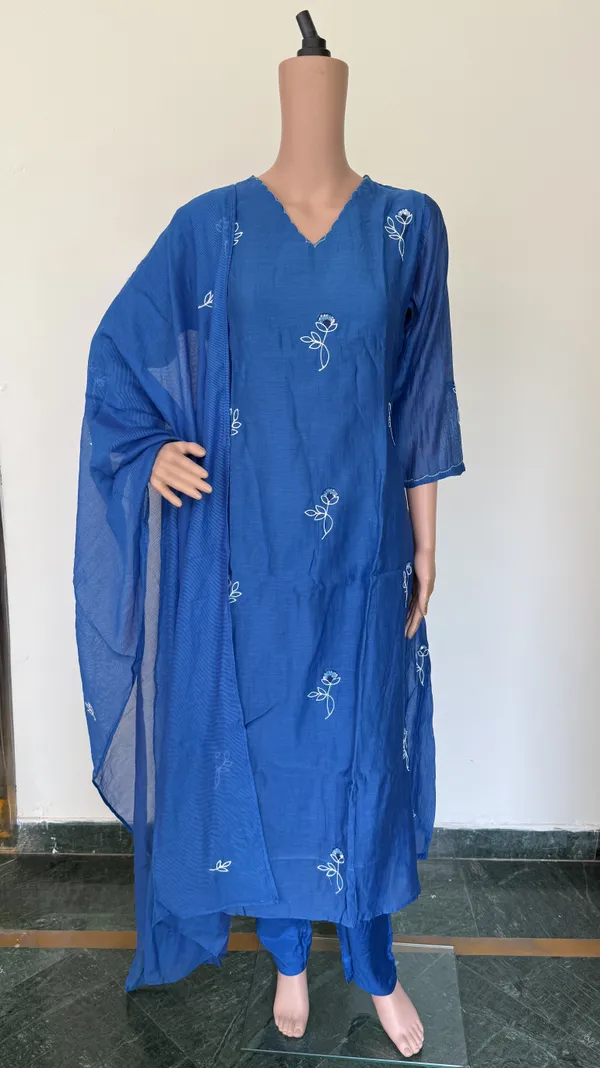 Blue_Mul_Chanderi_Suit_Set_With_Floral_Embroidery
