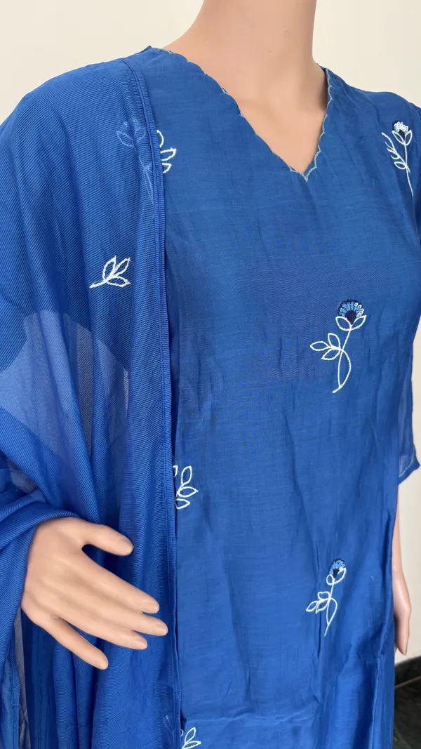 Blue_Mul_Chanderi_Suit_Set_With_Floral_Embroidery