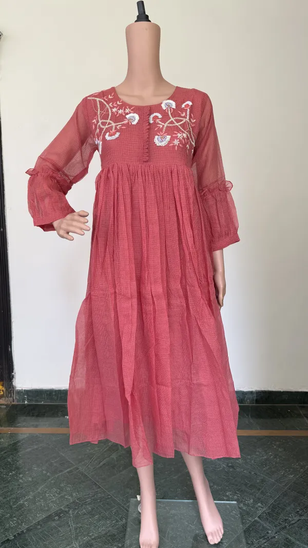 Coral_Pink_Embroidered_Dress_With_Bell_Sleeves