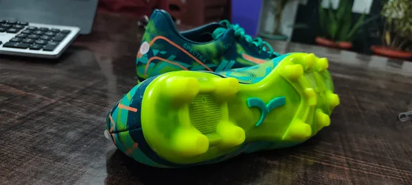 Turquoise_And_Neon_Yellow_Synthetic_And_Pu_Premium_Football_Boots_For_Men
