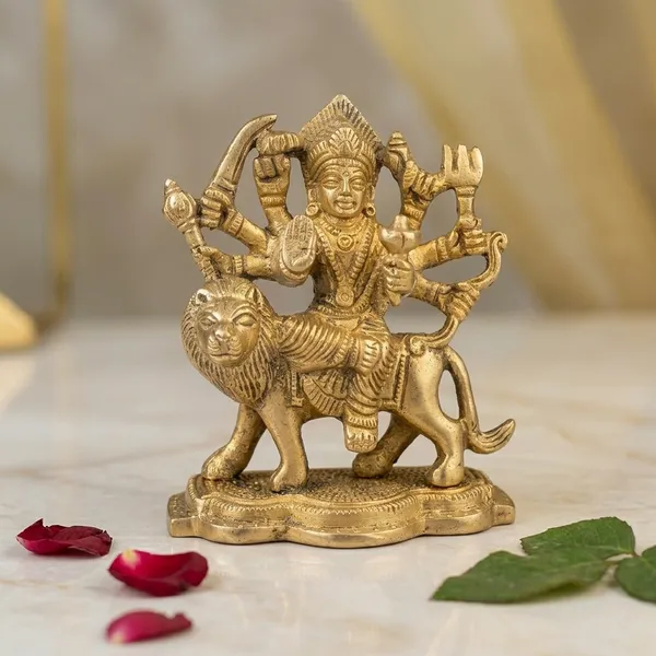 Brass_Traditional_Goddess_Durga_On_Lion_Idol