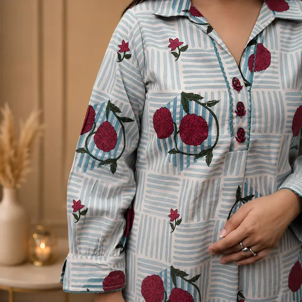 Floral_Breeze:_Aqua_Blue_Women’s_Floral_Cotton_Co-ord_Set