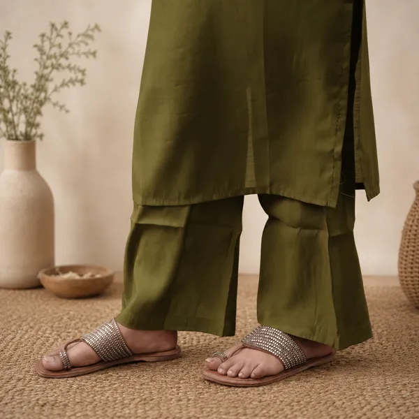 Olive_Green_Cotton_Slub_Mirror_Work_2-Piece_Co-ord_Set_with_Tie-Up_Sleeves