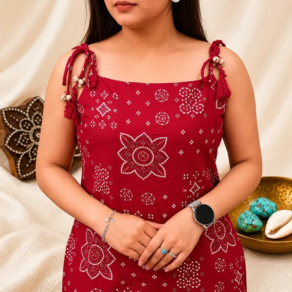 Raspberry_Pink_Cotton_Bandhani_Co-ord_Set_with_Dori_Detail