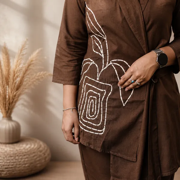 Women’s_Cocoa_Brown_Shawl_Collar_2-Piece_Co-ord_Set_with_Embroidery