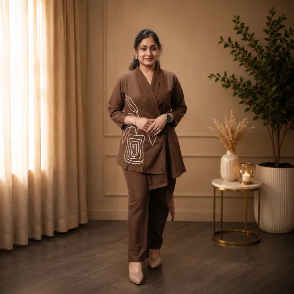 Women’s_Cocoa_Brown_Shawl_Collar_2-Piece_Co-ord_Set_with_Embroidery